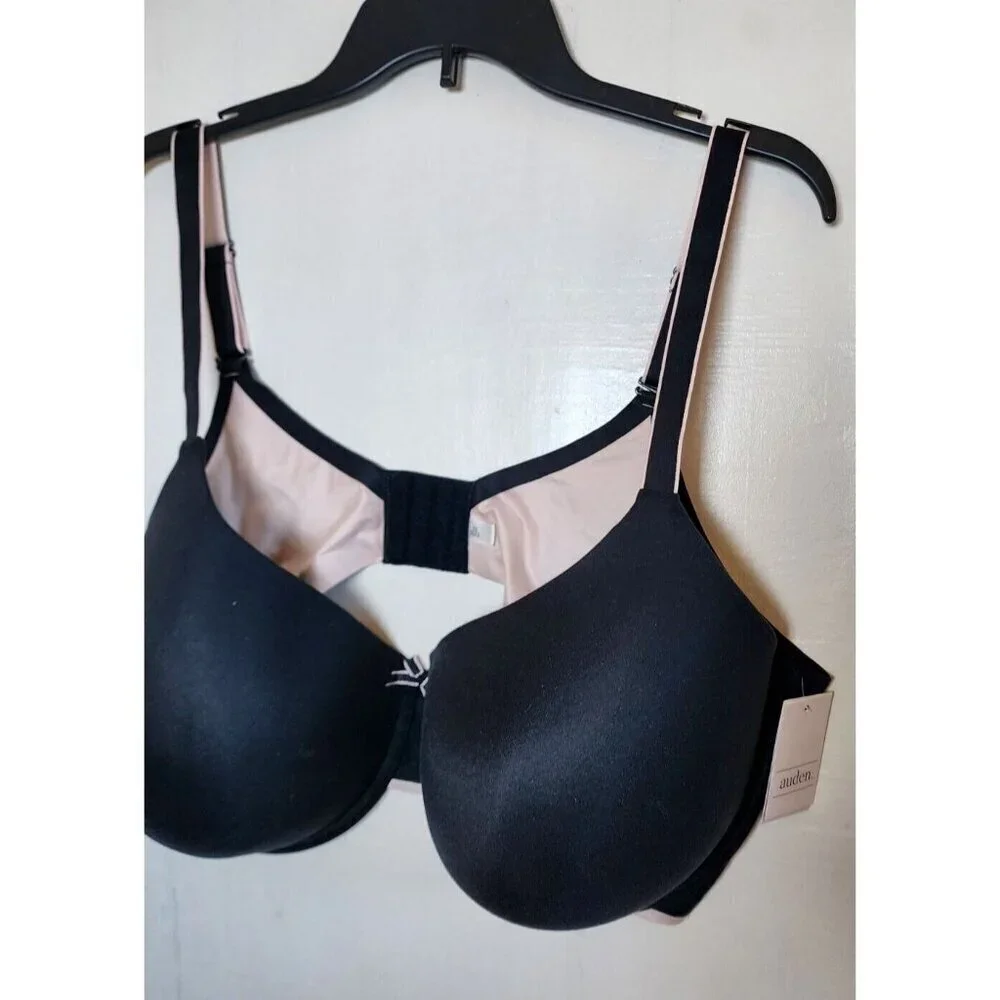 New Auden Women's Black Underwire Lightly Line Bra Adjustable Straps 44DDD